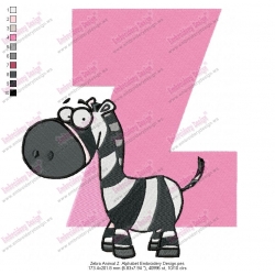 Zebra Animal Z Alphabet Embroidery Design